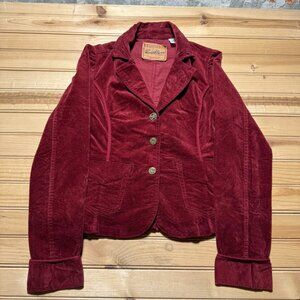 Vintage Y2K Levi Strauss Rhinestone Button Notched Lapel Corduroy Jacket Small